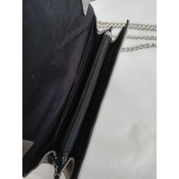 Rebecca Minkoff Genuine Leather Gray Cutout Envelope Flap Crossbody Clutch Bag - Picture 4 of 12